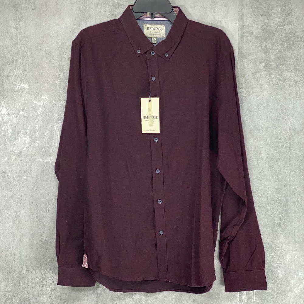 Heritage Report Collection Burgundy Solid Slim Fit